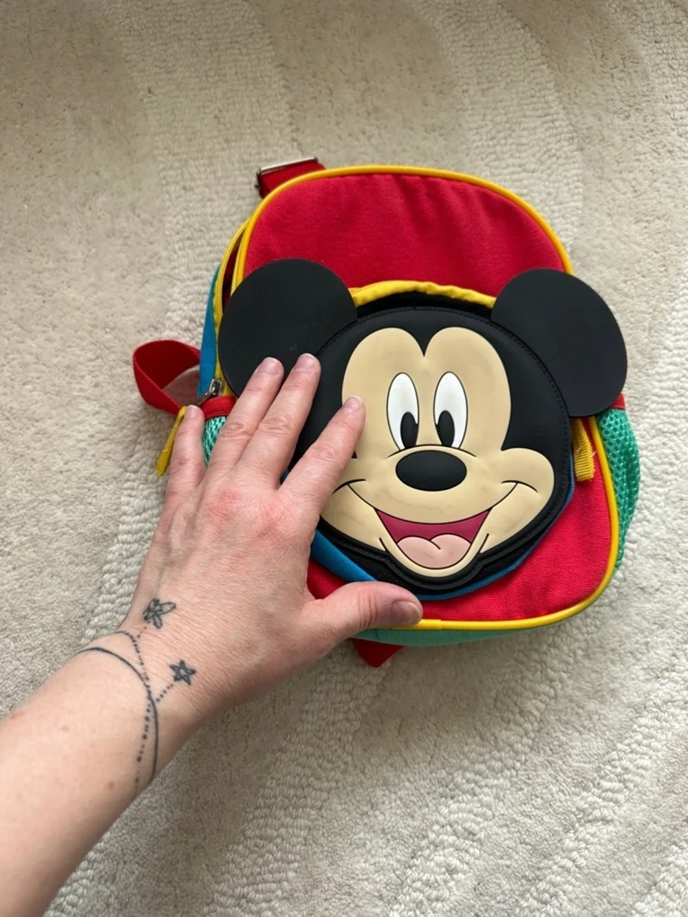 Mickey Mouse Kids Mini Backpack in Red, Yellow, Blue